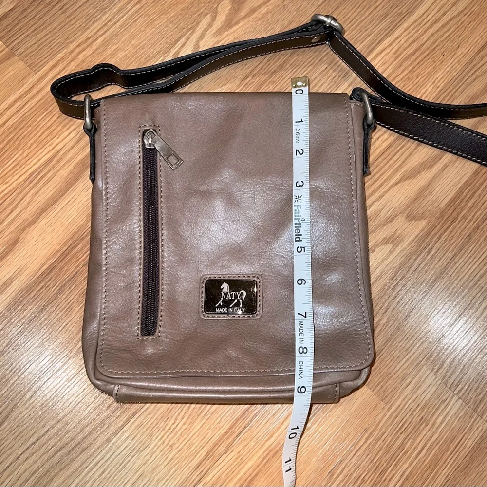 Leather‎ Naty Taupe Brown Crossbody Bag Made in Italy